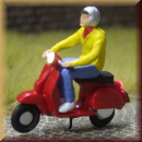 Beleuchtete Miniaturen 878102 H0 Motorroller Fahrer mit Jacke und Helm - Bild